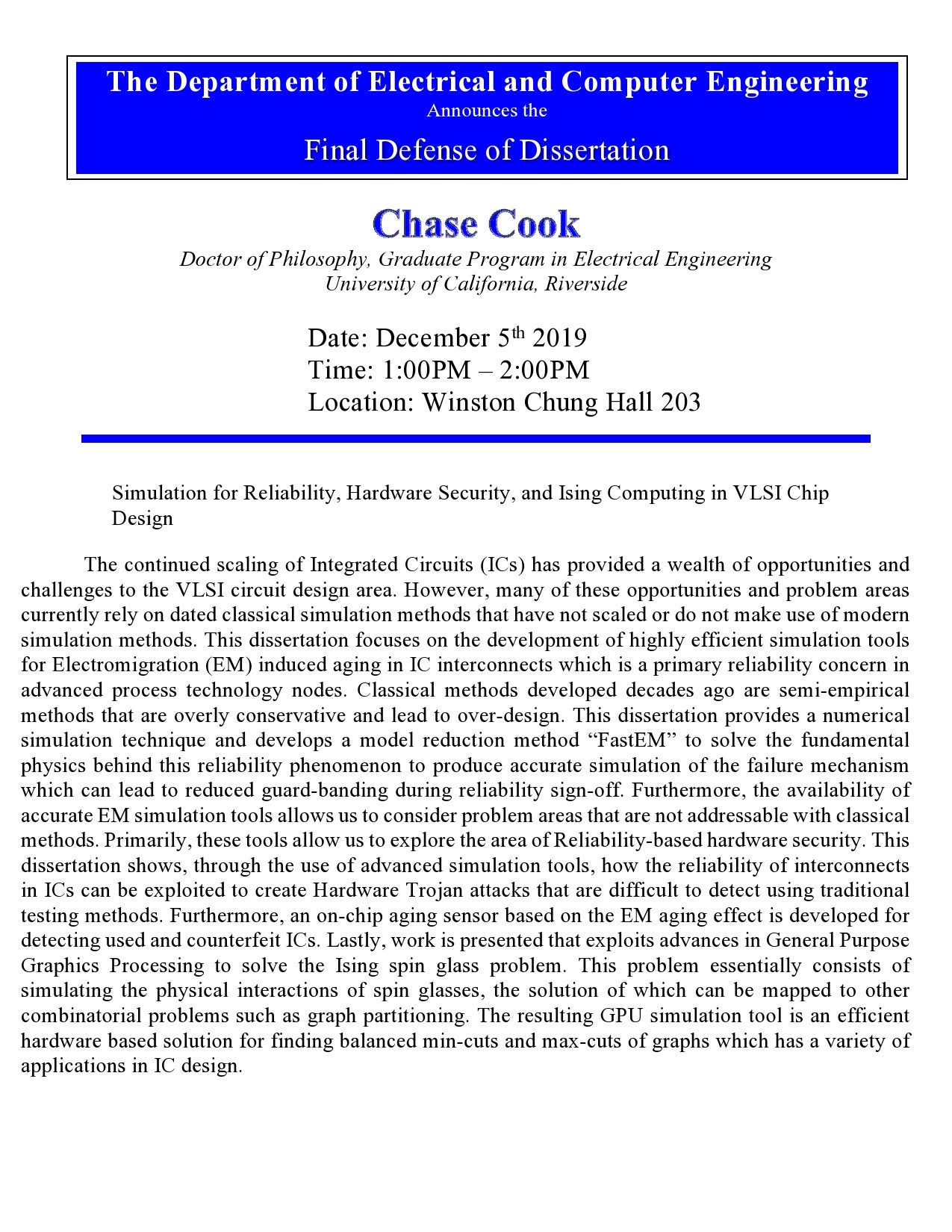 Chase Cook Final Dissertation Flyer