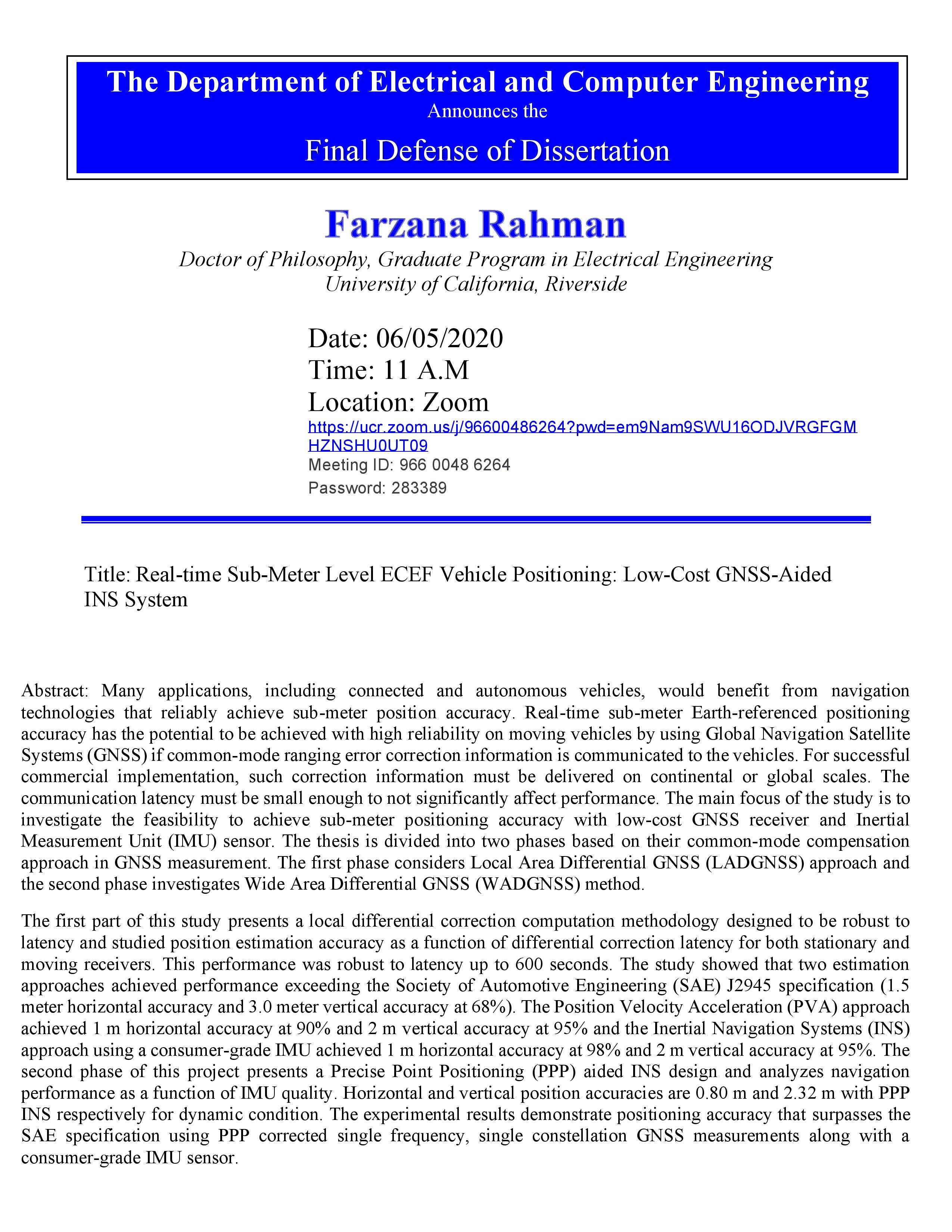 Rahman, Farzana Dissertation Defense Flyer