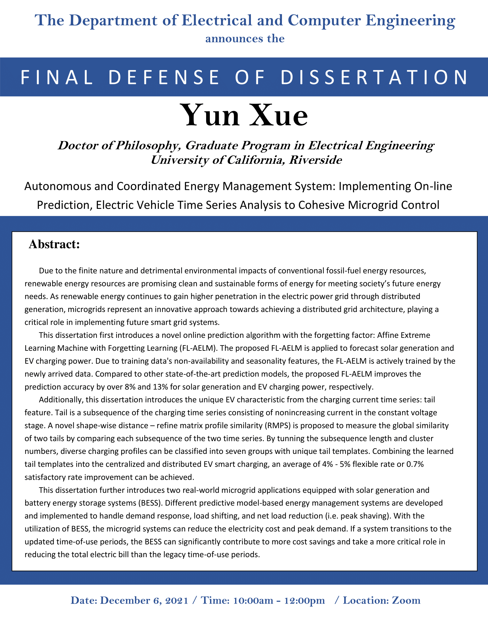 XUE, Yun PhD Dissertation Flyer